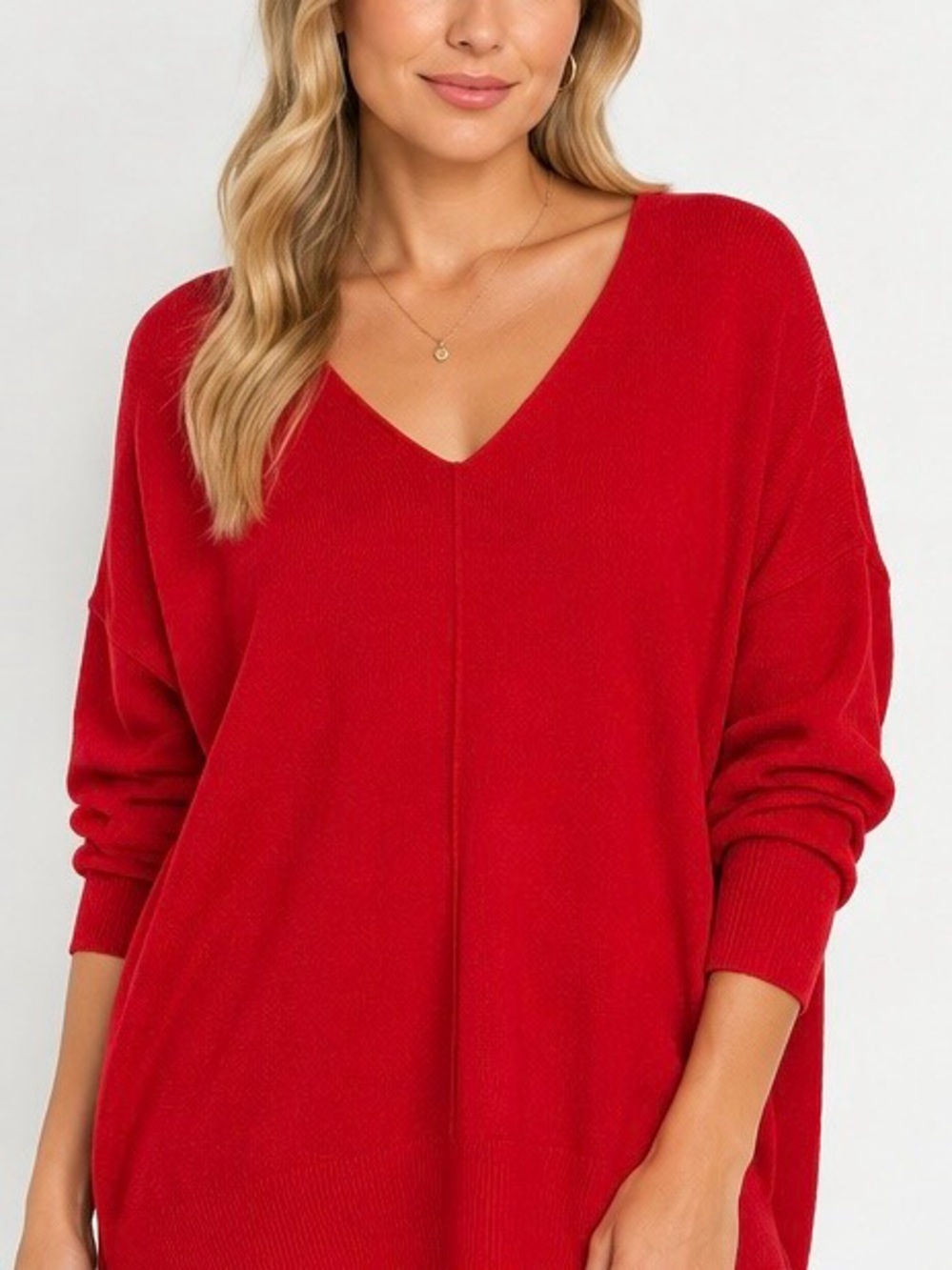 Dreamers Red V-Neck Women's Sweater
